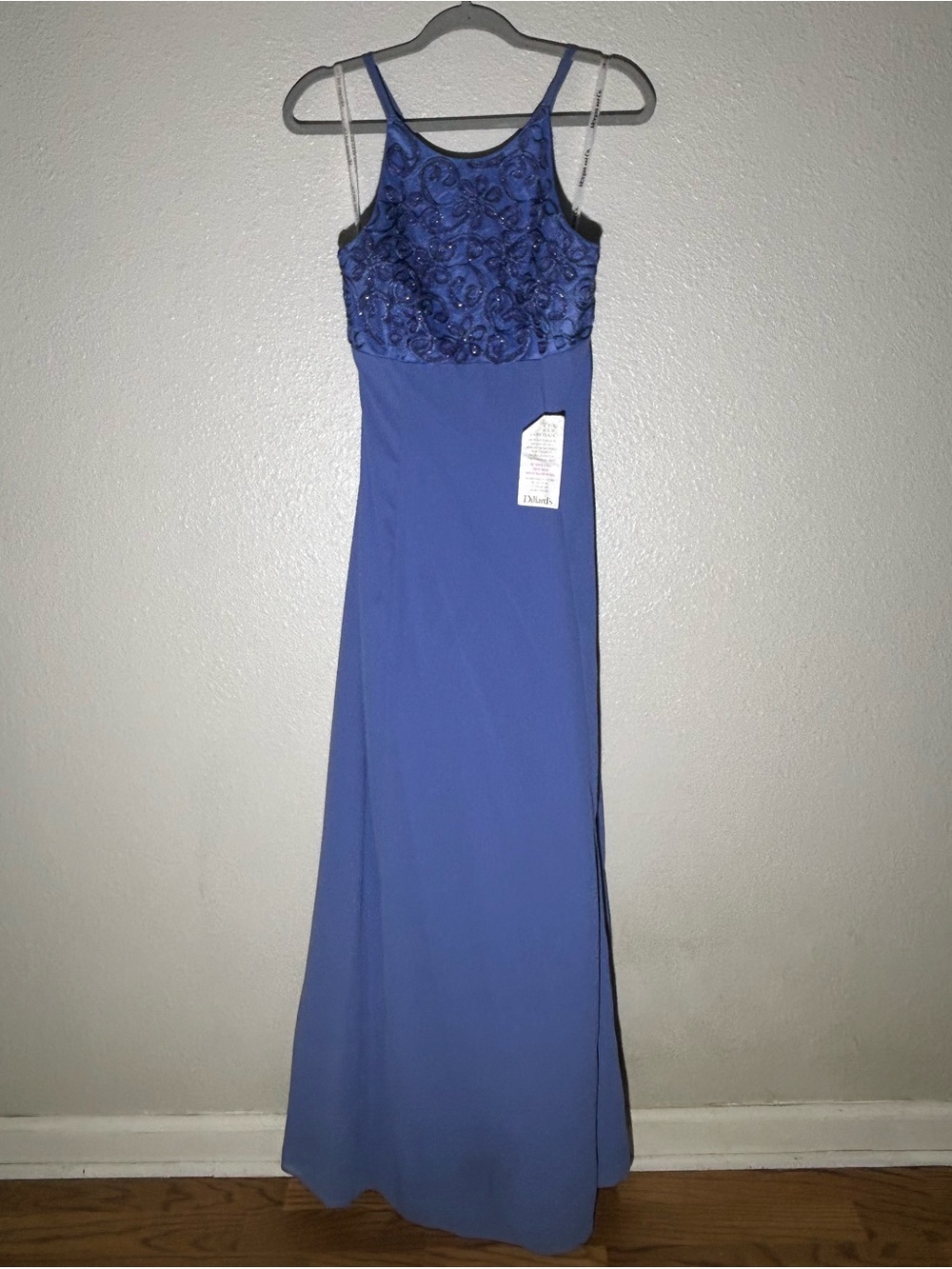 Morgan & Co. Y2K Royal Blue Beaded Bodice Formal Maxi Dress
